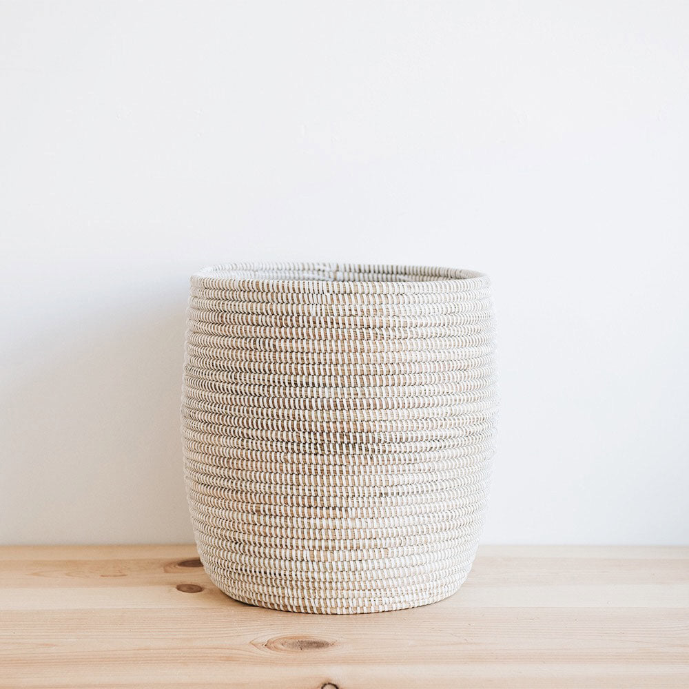 Woven Bath Bin Basket - White