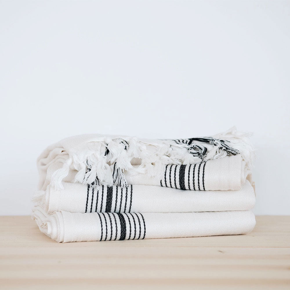 Handwoven Turkish Towel - Black Stripe